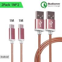 Micro USB Cables - Rose Gold - Set of 2 - 1M - Android Compatible - Fast Charging - Elegant Design