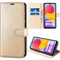 Protective case for Samsung Galaxy M13 - BOOLING - Magnetic Closure - Elegant Gold Leather Effect auksas