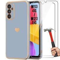 Case - Samsung - Galaxy M13 4G/M23 5G - Shockproof - Liquid Silicone - Heart Design mėlyna