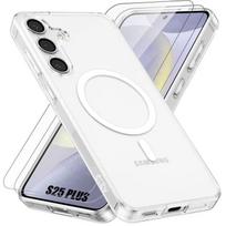 Dėklas, skirtas Samsung Galaxy S25 Plus / S25+ - BOOLING - Lankstus - Skaidrus - Magnetinis Žiedas - 2 Grūdinti Stiklai skaidri