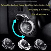 Carbon Fibe Automobilio logotipas Variklio užvedimo išjungimo jungiklio mygtuko dangtis Dekoratyvinis automobilių priedai Mygtukas Lipnus dangtis Automobilio salonas for Au/di juoda