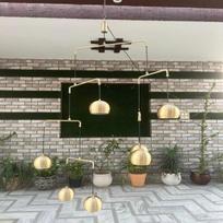 1950s Mid Century Handmade Brass Mobile Chandelier Ball Sputnik Stylish High Ceiling Pendant