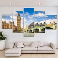 5 Panels Landscape Big Ben and Westminster Bridge Canvas Painting Posters and Prints Wall Art Pictures Home Decor No Frame 20x35cm*2  20x45cm*2  20x55cm*1