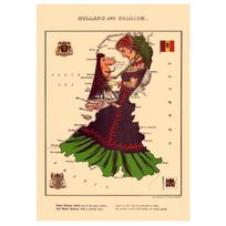 Belgium Holland Denmark Comical Map Vintage Posters and Prints Canvas Printing Wall Art Picture for Living Room Home Decor Gifts 21cm×30cm NoFrame