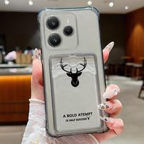 For Xiaomi 14T 13T Pro Poco F6 X6 Pro Redmi 14C Note 13 12 Pro 11 Case Shell Deer Pattern Slim Card Slot Clear Shockproof Soft Silicone Phone Cover Redmi Note 13 4G