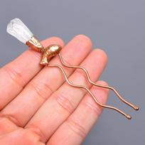 Natural Crystal Rough Copper Filled Hairpin Jewelry Bun Stick 3.8  /Electroplated Copper Gold Filled Hair Pin Black Friday Gift For Mother brown