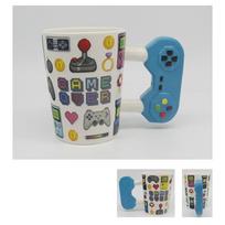 Handmade Ceramic Coffee Cup 350ml Game Controller Style Home Breakfast Milk Cup Creative Birthday Gift 350ml mėlyna