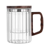 Vertical glass tea separation tea cup Personal office water cup Home filter coffee cup with lid 2PC