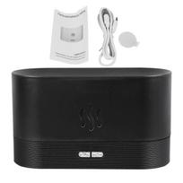 Eterinio aliejaus difuzorius Liepsnos šviesa Aromaterapija Drėkintuvas Tylus veikimas Maitinamas per USB Rūkas juoda