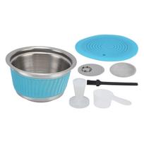 Daugkartinio naudojimo nerūdijančio plieno užpildoma kavos kapsulės filtro puodelio su presu rinkinys Dolce Gusto kavai L(for 6.5-9kg) mėlyna