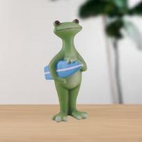 Frog Figurine Resin Animal Sculpture for Garden Decor Planter blue surfboard