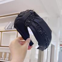 PROLY New Fashion Women's Hair Accessories Wide Side Shining Rhinestone Hairband Center Knot Headband