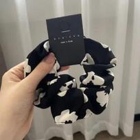 France Retro Woman Flower Printed Elastics Hair Band Solid Color Scrunchies Hair Ties Rope Ladies Ponytail Hold Hair Accessories