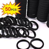 50pcs Women's 4cm Black Head Cord High Quality Multi-Colour Seamless Towel Loop Hair Holster Black High Stretch Rubber Band Size fits all