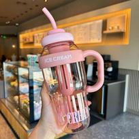 1100ML Didelės talpos Nešiojama Aukšto Estetiškumo Puodelis su Arbatos Sieto Nešiojama Šiaudelė su Rankena Mielas Sportinis Puodelis Arbatos ir Vandens Separatorius