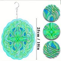 Vibrant Green and Blue Wind Chime for Outdoor Decor 25.4cm Metal Art Hanging Ornament with 360 Hook Perfect Gift for Garden and Balcony 01A