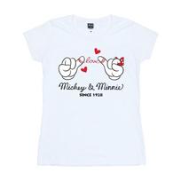 Disney Womens/Ladies Mickey Mouse Love Hands Cotton T-Shirt M balta