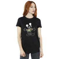 Disney Womens/Ladies Mickey Mouse Xmas Jumper Cotton Boyfriend T-Shirt M juoda