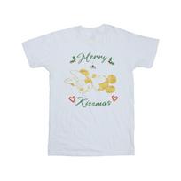 Disney Mens Mickey Mouse Merry Kissmas T-Shirt XXL balta