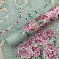 Žalių gėlių lipni tapetai Retro žydinčios gėlės Vintage kontaktinis popierius Sienų apdaila Nuimami savaime klijuojami tapetai 1mx45cm gray