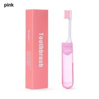 Useful Portable Travel Camping Oral Cleaning Business Trip Outdoor Tooth Brush Folding Toothbrush pink