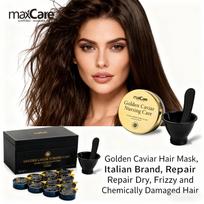 maxCare Maitinamoji ikrų plaukų kaukė - su baltymų peptidu ir keratinu nepaklusniems plaukams, tik salonams 300ml + 10*8ml juoda