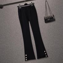 Chic Autumn Patchwork Slim-Fit Two-Piece Set: Micro-Flare Pants & Waist-Cinching Shirt XL (Recommended for 115-130 Jin)