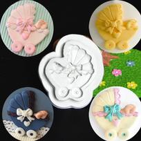 1 vnt. Puikus kūdikio vežimėlis silikoninė forma Fondant tortų formelės kepimo įrankiai Cupcake Candy Clay Cake Deco