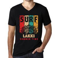 Men's Vintage Tee Shirt Graphic T shirt V Neck Surf Summer Time LAKKI Deep Black XXL juoda