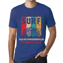 Men’s Vintage Tee Shirt Graphic T Shirt Surf Summer Time ILLE DE PORQUEROLLES Royal Blue XS džinsinio mėlyna spalva