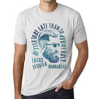 Men’s Vintage Tee Shirt Graphic T Shirt Tacos, Tequila and Margaritas Vintage White XS baltos spalvos nuo blyksnio