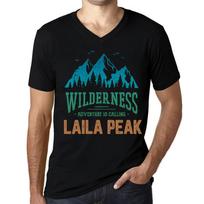 Men’s Vintage Tee Shirt Graphic T Shirt V Neck Wilderness Laila Peak Deep Black XS juoda