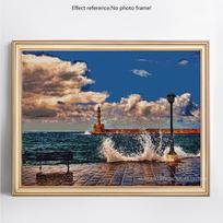 Siuvinėjimas kryželiu pajūrio deimantinis paveikslas visame ekrane, kraštovaizdis, pilnas apvalus 5D „pasidaryk pats“ deimantinis siuvinėjimas 20X30CM gray