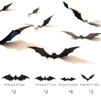 12 vnt. 3D šikšnosparnio Helovino dekoravimas PVC „pasidaryk pats“ dekoro sienų lipdukas Baro vakarėlio lipdukai Baisus šikšnosparnio lipdukas 12 pcs black juoda