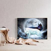 Deimantinis paveikslas vilkas Kalnų krištolinio deimantinio siuvinėjimo paveikslas Animal 5D „pasidaryk pats“ mozaikos rinkinys 20X30CM gray