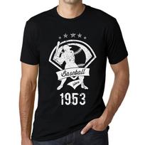 Men's Vintage Tee Shirt Graphic T Shirt Baseball Since 1953 Deep Black White Text XS juoda