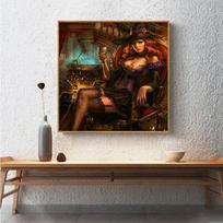 Pilnas apvalus grąžtas 5D „pasidaryk pats“ deimantinis paveikslas „Cartoon Woman“ siuvinėjimas kryželiu 3D namų dekoras 30x30CM black