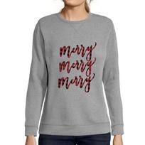 Ultrabasic ® - Femme Graphique Merry Sweatshirt Action de Graces Xmas Cadeau Idees Tee S blankiai pilka spalva
