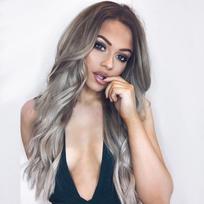 MISS WIG Fashion Long Wave Wig Ombre Blonde Sintetinis perukas moterims 1wig&1cap pilka