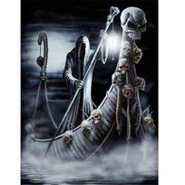 Pilnas 5D „pasidaryk pats“ deimantinis piešimas Grim Reaper plaukiojimas deimantiniu siuvinėjimu Visiškai klojamas anime kryželiu Siuvinėjimo rinkiniai Namų dekoras Rankų darbo dovana Round 20x30cm gray