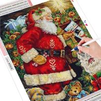 Diamond Painting Full Square Round Christmas Santa Claus Rhinestone Picture Diamond Embroidery Dog Mosaic Handmade Gift Full Round (20X30CM) red