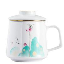 Keraminis arbatos atskyrimo puodelis Porcelianiniai rankomis dažyti arbatos puodeliai su filtru Creative Color Glaze Biuro vandens puodelis Gėrimų indai Dovana white