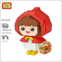 LOZ 9247 Pasakų pasaulis Raudona kepurė, mergaitė, gėlė, 3D modelis, „pasidaryk pats“ mini deimantiniai blokeliai, statybinis žaislas vaikams Dovanų be dėžutės red