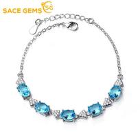 SACE GEMS cirkonio apyrankės papuošalai geometriniai karoliukai grandinės jungtis apyrankės mados puiki vestuvių dovana merginoms moterims mėlyna