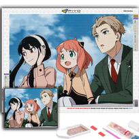 Siuvinėjimo kryželiu rinkinys „Pasidaryk pats“ deimantinis siuvinėjimas, anime plakatas „SPY FAMILY“ tapyba deimantais namų dekoras Full Square 20X30CM red