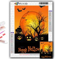 5D DIY Diamond Embroidery Halloween Pumpkin And Witch Castle Diamond Painting Mosaic Home Decoration Full Round 20X30CM