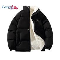 Cozy Up Winter vyriškas pliušinis pastorintas parkas Stand apykakle Striukė Madinga vyriška Parker paltai Šiltas storas paltas su užtrauktuku paminkštintas paltas vyrams 5XL smėlis