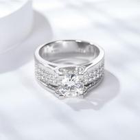 2 ct moissanite žiedas vyrams baltu paauksuotu sterlingu sidabru Briliantinis laboratorijos deimantiniai sužadėtuvių žiedai vestuviniai papuošalai Dovana 16 white