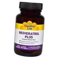 Resveratrol, Resveratrol Plus, Country Life 60vegcaps (70124001) 60vcaps