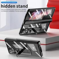 Fashion Plating Clear Folding Kickstand Case For Samsung Galaxy Z Fold 3 Fold4 Fold 4 5g Fold3 Cover With Tempered Glass Film For Samsung Z Fold 3 juoda